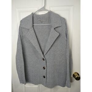 Absolutely Famous Woman M Cardigan Grey Sweater Rib Long Sleeve Cabin Core...
